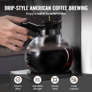 12 tazze di caffettiera elettrica a goccia commerciale con 2 caraffe di vetro e 2 scaldini per uso ufficio - Product Image 6