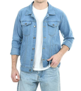 Veste en jean pour homme, imprimé intégral, 100% lavable, design basique, collection hiver, effet usé - Product Image 1