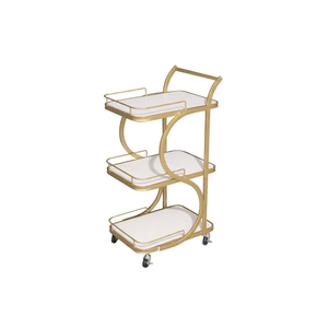 Carrito de Bar de Lujo Dorado de 3 Niveles, Carrito de Servicio Moderno para Cocina, Carrito Rodante para Bebidas y Vino con Ruedas para Hogar, Hotel, Restaurante - Product Image 1