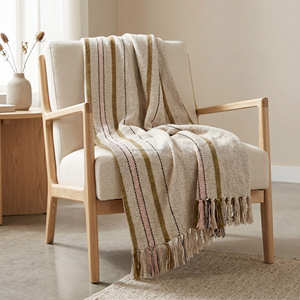 50x60 Inch Vintage Block Striped Slub Cotton Throw <b>Blanket</b> Handloom <b>Woven</b> Boho Sofa Cover Throws - Product Image 2