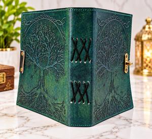 Diario de Cuero Envejecido con Árbol de la Vida, Cuaderno Hecho a Mano con Grabado Celta, Cierre Antiguo, 7x5 Pulgadas, Diario Vintage 200-400 - Product Image 5
