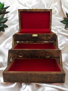 Handmade Eco-Friendly Modern Wooden Rectangle Jewelry <b>Storage</b> <b>Box</b> for Women Intricate Hand-Carved Patterns Customizable - Product Image 3