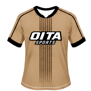 Manufacturer <b>Tan</b> <b>Brown</b> Black Rugby Jersey Short Sleeve Crew Neck Breathable Team Training Performance Sports Uniform Shirt - Product Image 1
