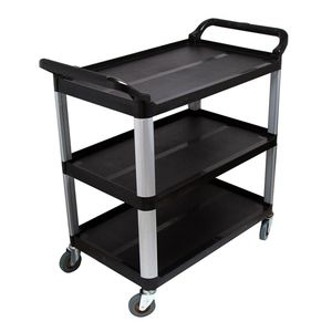 3-Tier Stainless Steel Food <b>Trolley</b> Durable Black Kitchen Utility Cart Lockable <b>Wheels</b> for Serving <b>Storage</b> Kitchen Islands Carts - Product Image 3