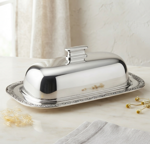 Beurrier ovale classique en acier inoxydable avec couvercle hermétique pour la conservation de la fraîcheur, idéal pour la cuisine et les fêtes, vaisselle de table - Product Image 1