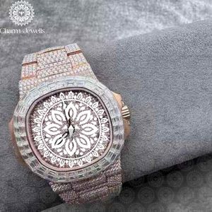 Charm_Jewells Luxury Stainless Steel Analog Quartz <b>Watch</b> Round Dial 42mm Diamond Encrusted Luminous Unisex - Product Image 1
