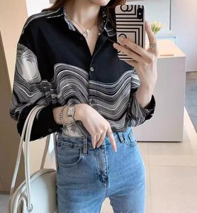 Robe chemise élégante pour femme, style coréen, noire et blanche, en dentelle tricotée, avec nœud, manches longues, motif uni, pour toutes les saisons - Product Image 4