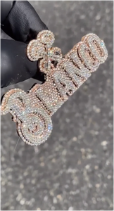 Pendentif personnalisé bicolore entièrement serti de moissanite, en argent sterling 925, bijoux hip-hop pour homme, pendentif lettre en moissanite - Product Image 6