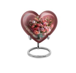 Urne funéraire pour adultes en forme de cœur de fleur, pour cendres humaines, urne décorative en forme de cœur avec support et sac en velours gratuit - Product Image 1