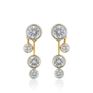 14K Yellow <b>Gold</b> 1.66 Ct Lab Grown Diamond Drop <b>Earrings</b> Bezel Set Diamond <b>Dangle</b> <b>Earrings</b> - Product Image 3