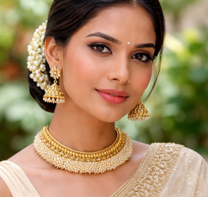 Nuevo Conjunto de Joyería de Collar y Aretes con Perlas de Diseño Personalizado para Mujer, Origen Indio - Product Image 2