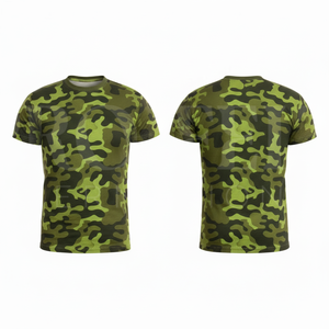 T-shirt à manches courtes imprimé camouflage, prix de gros, respirant, en coton, col rond, pour l'entraînement et les activités de plein air, OEM ODM - Product Image 5