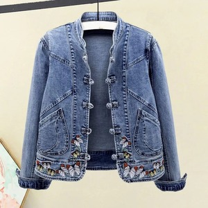 Women's <b>Denim</b> <b>Jacket</b> Floral Embroidery Casual Stonewashed Cotton Spring Style - Product Image 4