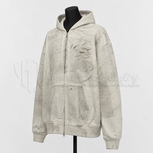 Custom Wholesale Vintage Washed <b>Graphic</b> <b>Zip</b> <b>Up</b> <b>Hoodie</b> Distressed Streetwear OEM ODM Manufacturer Supplier - Product Image 4