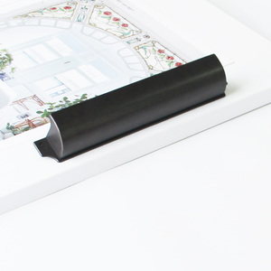 Factory Price Zinc Alloy Matte <b>Black</b> <b>Edge</b> Pull Handle Modern Minimalist Style for Kitchen Cabinet Bedroom Bathroom Furniture - Product Image 5
