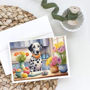 Whimsical <b>Easter</b> Dalmatian Greeting <b>Cards</b> <b>Pack</b> of 8 A7 Size 5x7 Blank Note <b>Cards</b> with Envelopes for Decorating for Holidays! - Product Image 2