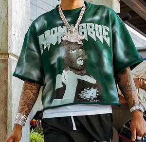 Camiseta Unisex de Estilo Urbano, Alta Calidad, 100% Algodón, Gruesa, Impresión Personalizada, Corte Holgado, Secado Rápido, Transpirable - Product Image 2