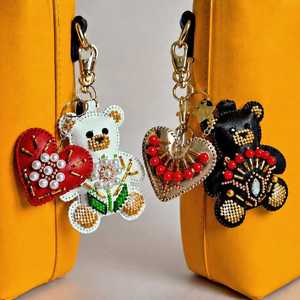 Teddy Bear Bag Charm Bead Embroidery Kit — <b>Keychain</b> DIY Kit - Product Image 4
