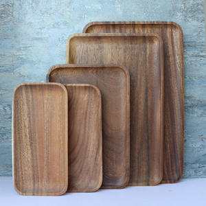 Plateau de service rectangulaire en bois d'acacia, fait main, poli, pour thé, café, desserts et aliments, idéal pour les fêtes - Product Image 3