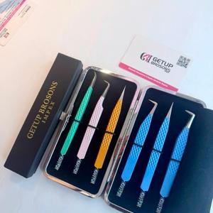 GETUP BROSONS Eyelash Tweezers Stainless Steel Smooth Precision 90 Degree New Curve 45 Degree Blue Powder Coating <b>Set</b> <b>Waterproof</b> - Product Image 5