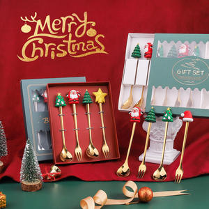 Christmas Gift 4PCS Stainless Steel Teaspoon Set Decorative Handle Tea <b>Coffee</b> <b>Spoons</b> with Gift Box - Product Image 3