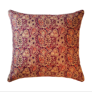 Funda de Cojín de Algodón Estampada a Mano con Ribete, 100% Algodón, Color Rosa Sandía, para Sofá, Cama y Decoración del Hogar - Product Image 1