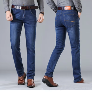 Jeans pour hommes coupe droite bleu denim slim, best-seller, service OEM - Product Image 3
