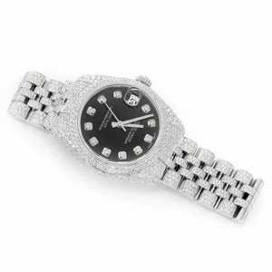 Luxury Fully Iced Out Moissanite <b>Watch</b> Black Dial Automatic Mechanical <b>Diamond</b> <b>Watch</b> Stainless Steel - Product Image 4