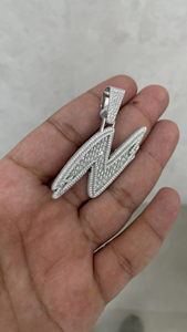 Custom Iced Out Letter Pendant <b>Silver</b> Plated Alloy VVS Baguette Cut Moissanite Diamonds Hip Hop Charm Unisex Gift Jewelry - Product Image 2