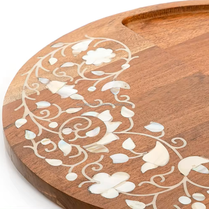 Ramadan Eid ของขวัญสี่เหลี่ยมถาดไม้อาคาเซียฝังมุกแม่ทำด้วยมือคุณภาพสูงช็อคโกแลตของหวานที่บ้านและโรงแรม - Product Image 3