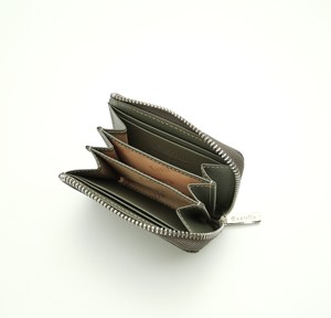 Porte-cartes utilitaire à fermeture éclair en cuir Saffiano de luxe Castello hautement recommandé, polyester noir, brun foncé, gris - Product Image 4