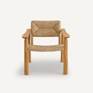 Outdoor Garden Dining Furniture One Seater Luxury Contemporary Modern Oak <b>Wood</b> <b>Sofa</b> Dining Chair - Product Image 3