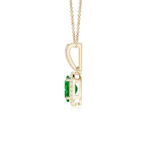 14K <b>Solid</b> <b>Gold</b> Natural Emerald Vintage Style Oval Emerald Halo <b>Pendant</b> Classic Fine Jewellery Anniversary Gift For Her 2026 - Product Image 3