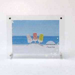 Clear 8x6 Inch Acrylic Photo <b>Frame</b> Stand Freestanding Horizontal <b>Picture</b> Display Holder for Home, Office, and Gift Use - Product Image 2