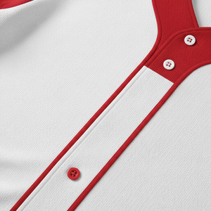 Styliro Baseball Jersey <b>Red</b> White Short Sleeve Button Front Unisex Adult Breathable Polyester Sportswear - Product Image 5