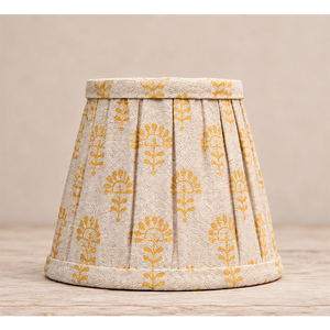Abat-jour en lin jaune à motifs floraux |   Abat-jour en tissu plissé artisanal pour lampes de table, de sol et suspendues - Product Image 1