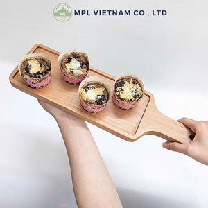 Eco-Friendly Natural Wooden Serving Tray with Rectangle Handle Paddle Board Style for Food Bread Cake & <b>Coffee</b> Decor - Product Image 2