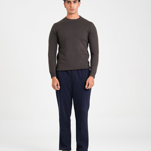 Pull en tricot pour homme, manches longues, rayé, coupe classique, col rond, logo sur le devant, ODM - Product Image 4