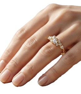 10K 14K 18K Solid Gold Cluster <b>Ring</b> Round Cut Lab Grown Diamond Vintage <b>Stacking</b> <b>Ring</b> Prong Setting Band Wedding & Party Jewelry - Product Image 6
