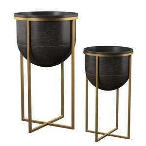 Pot de fleurs en argent de qualité supérieure avec support noir, décoration intérieure, décoration de sol artisanale pour la maison - Product Image 4