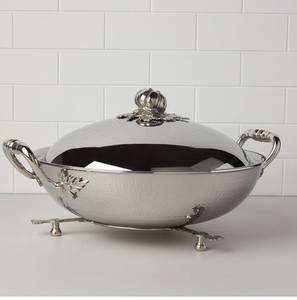 Plat de service traditionnel en laiton avec couvercle, vaisselle en métal pour la cuisine et la restauration - Product Image 2