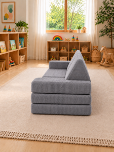 Ensemble de canapé modulaire gris pour enfants par Emerald Charming Square, canapé lounge de taille enfant avec tissu haut de gamme personnalisé pour hôtel, salon - Product Image 6