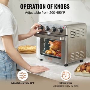 18L 1700W 7-IN-1 forno a convezione tostapane IN acciaio inossidabile griglia combinata per Pizza 6 fette di pane tostato da 10 pollici - Product Image 4
