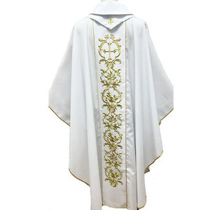 Casulla de Tela Satén de Calidad Premium con Diseño Bordado y Estola, Hecha a Medida, Dorado y Blanco, Bordado 2026 - Product Image 6