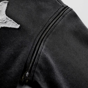 Sweat à capuche zippé pour homme, style vintage, avec broderie personnalisée, manches amovibles, nouveau style. - Product Image 6