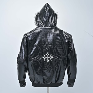 Veste matelassée unisexe d'hiver de haute qualité, en cuir véritable, à capuche, coupe-vent, légère, élégante, tendance, de luxe, vente en gros - Product Image 4