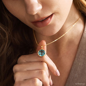 Swiss Blue Topaz Gemstone Dainty Pendant <b>Necklace</b> Layered Boho Handmade Charm December <b>Birthstone</b> Jewelry Anniversary Gift R - Product Image 1