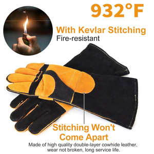 Gants de soudage de haute qualité, couleur personnalisée, longueur coude, paume renforcée, résistants à la chaleur, impression de logo personnalisée, gants de sécurité TIG/MIG - Product Image 6