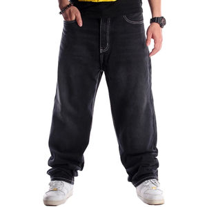 Pantalones Vaqueros Anchos de Pierna Recta con Estampado Personalizado, Estilo Urbano, Lavados, para Hombre, Venta al por Mayor - Product Image 1