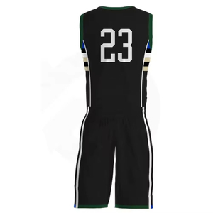 Uniforme de Baloncesto Personalizado Negro y Verde con Cuello en V, Impresión Digital, Antibacteriano, de Secado Rápido, Sin Mangas, Unisex, para Equipos Adultos - Product Image 2